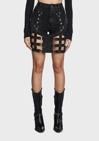 Distressed Detachable Two-Way Pantskirt