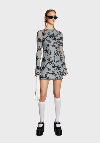 Sevila Mini Dress - Flower Grey