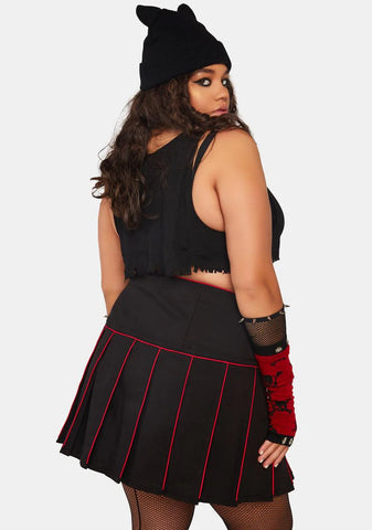 Plus Band Pleated Skirt