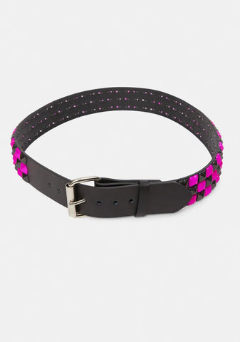 Hot Pink And Black Pyramid Stud Belt