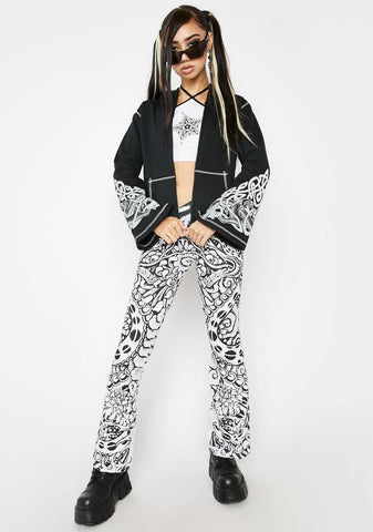 Celtic Print Flare Sleeve Hoodie