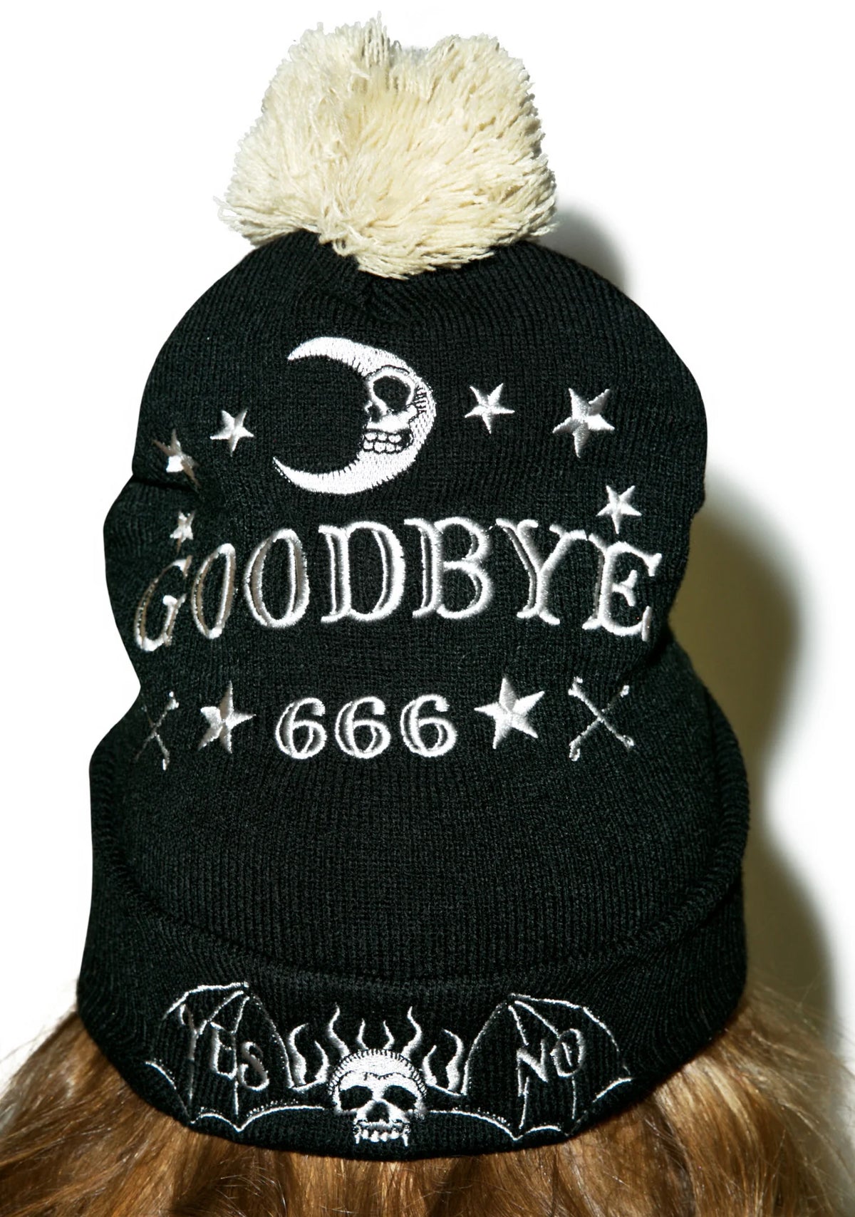 Skeleton Ouija Pom Pom Beanie