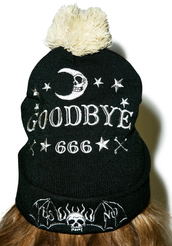 Skeleton Ouija Pom Pom Beanie