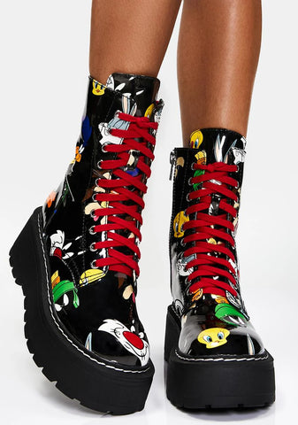 Tooning In Printed Combat Boots