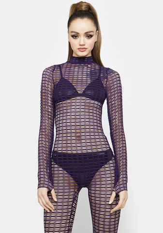Violet Outta Your Mind Sheer Jumpsuit