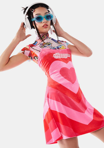 Theme Of Hearts Velour Mini Dress