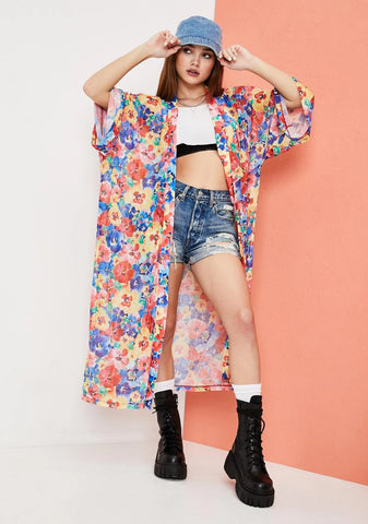 Spring State Of Mind Floral Mesh Robe