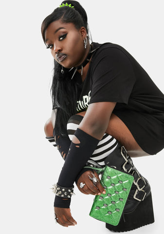 Studded Monster Zip Around Wallet