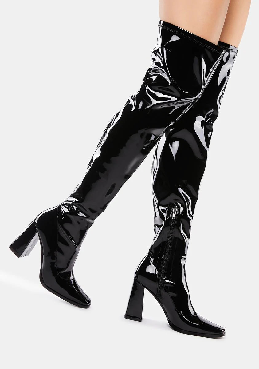 Patent Walkin' It Off Thigh-High Boots