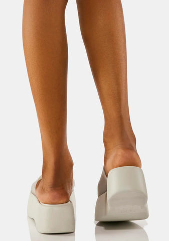 White Becky Platform Slide Sandals