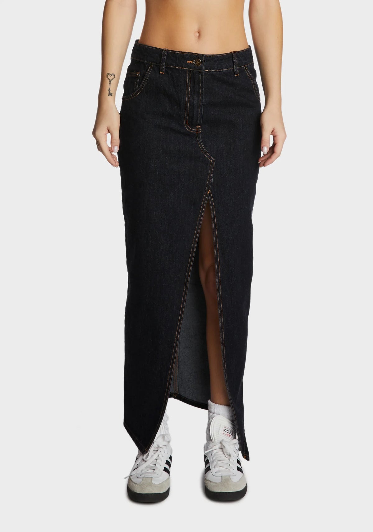 Split Midi Skirt - Dark Denim