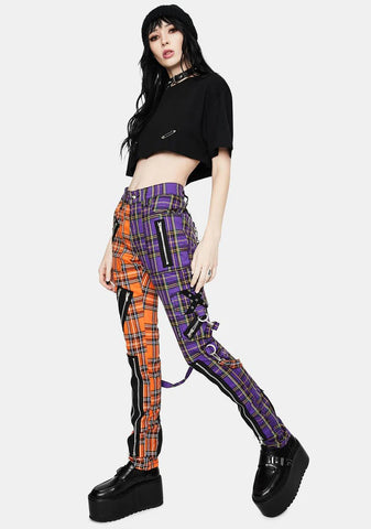 Orange Purple Madness Plaid Pants