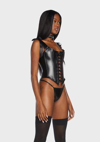 Lavish Faux Leather Bustier Top