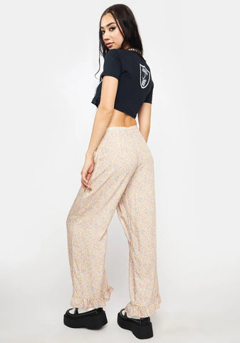 70s Prairie Girl Floral Bianca Culotte Trousers