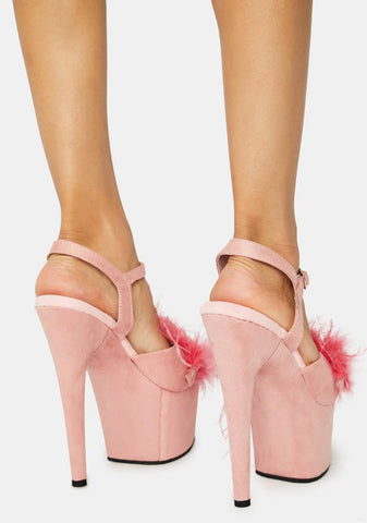 Light Pink Adore Fluffy Heels