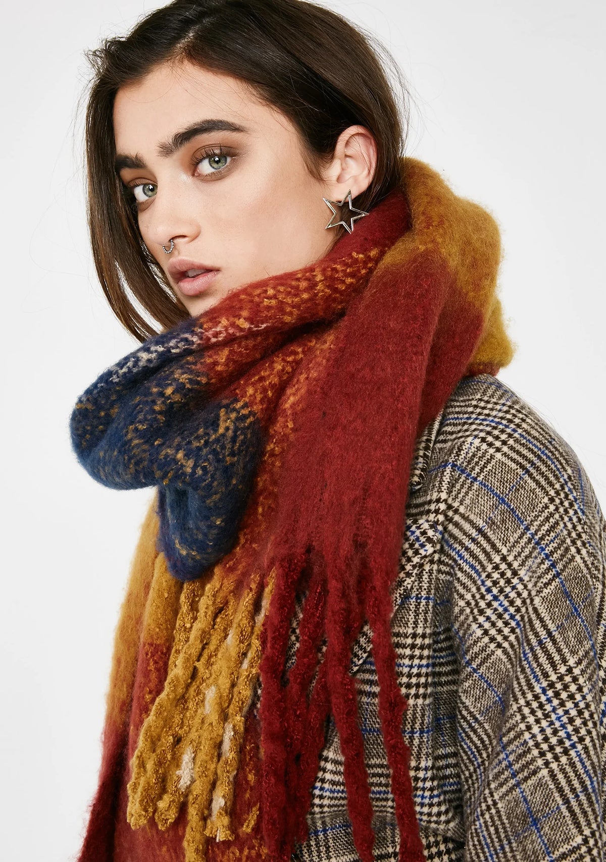 Rust Ivy League Plaid Scarf