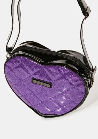 Studded Bat Quilted Heart Shoulder Bag