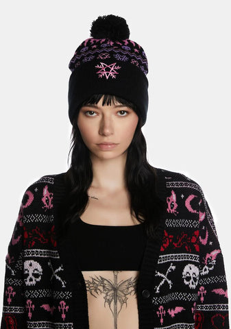 Pentagram Pom Pom Beanie