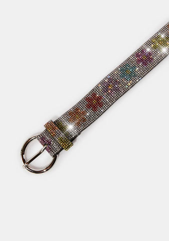 Here For Groovin' Floral Rhinestone Belt