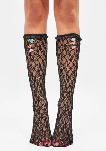 Triple Threat Rose Lace Socks
