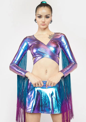 Euphoric Element Fringe Wrap Top