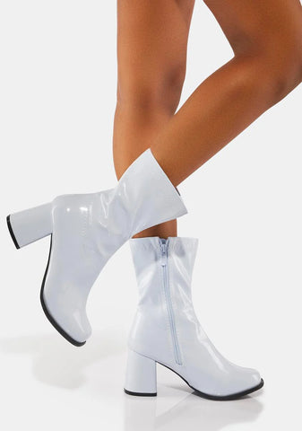 White Patent Short Gogo Boots
