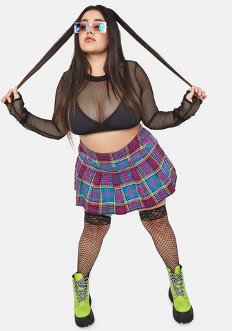 Plus Azure Chase The High Pleated Skirt