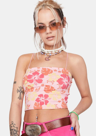 Sweet Tropical Topics Hibiscus Cami Top