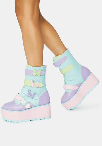 Pastel Karma Butterfly Platform Boots