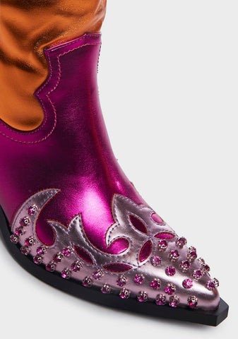 Pink Knox Metallic Cowboy Boots
