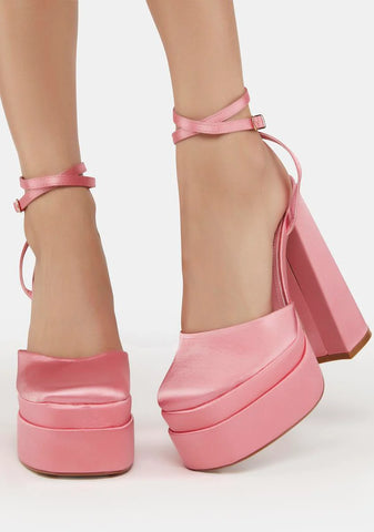 Pink Martha Stacked Platform Heels