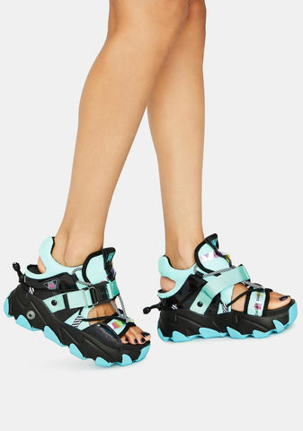 Teal Dragon Fruit Sandals