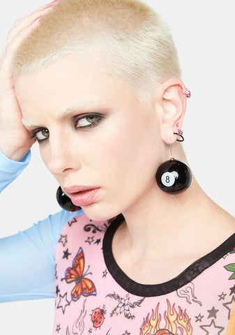 Corner Pocket 8 Ball Earrings