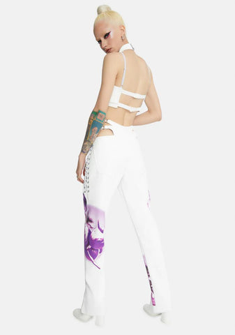 White Cyber Dolphin Lace-Up Trousers