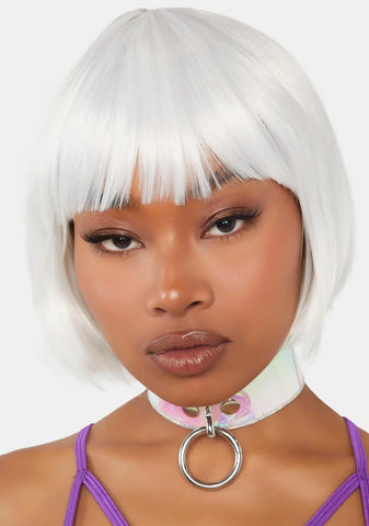 White Bob Wig With Bangs