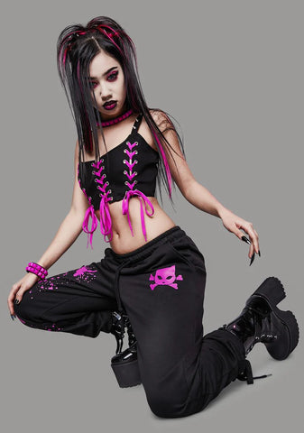 Losing My Grip Spiked Lace-Up Top