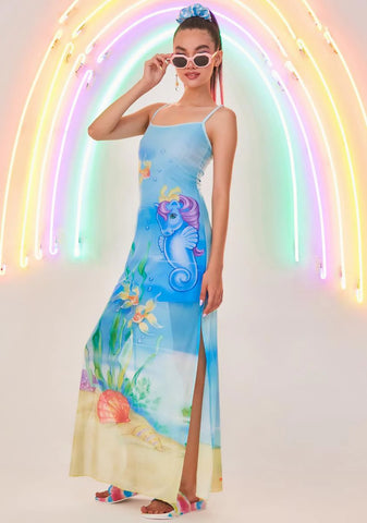 Aquatic Soul Mesh Cover Up Dress