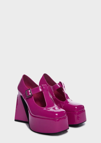 Raspberry Ripple Heeled Mary Janes