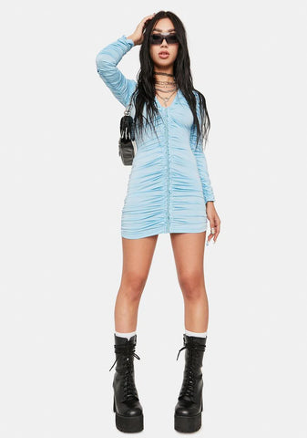 Sky Wind Ruched Mini Dress