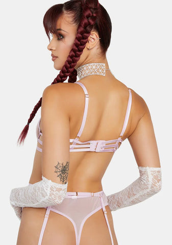 x Hustler Naya Lilac Mesh Suspender Belt With Harness