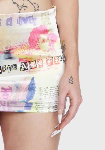 Renaissance Cherub Satin Pelmet Mini Skirt