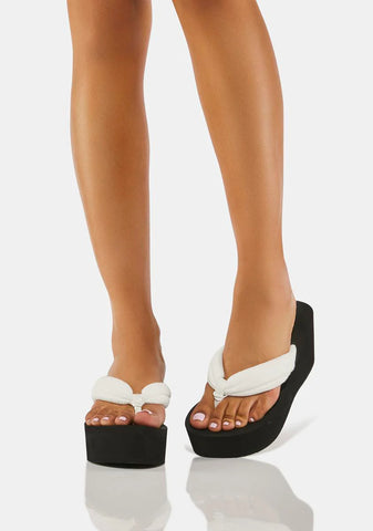 Crushpuff White Platform Flip Flops