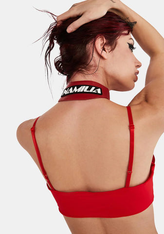 Red Neckholder Stretch Top