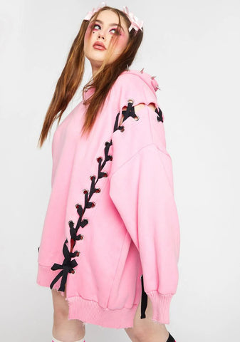 My Hearts N Hellions Lace Up Hoodie