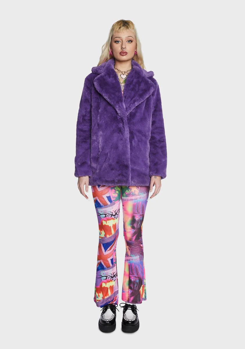 Purple Hendrix Faux Fur Coat