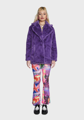 Purple Hendrix Faux Fur Coat