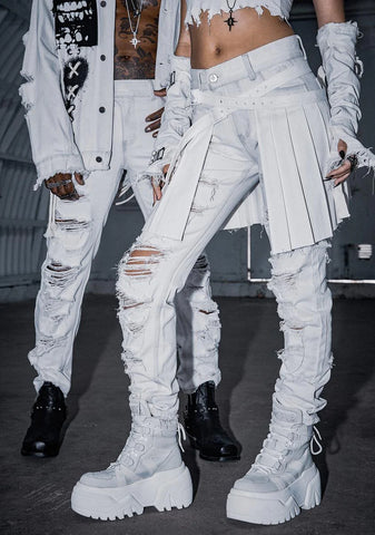 Distortion Unisex Distressed Denim Jeans