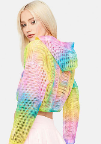 Ur Funhouse Friend Mesh Tie Dye Hoodie