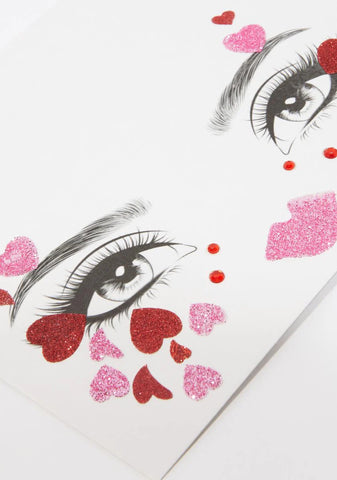 Filled of Love Glitter Heart Face Stickers
