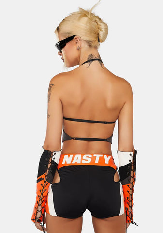 Orange Nasty Moto Shorts